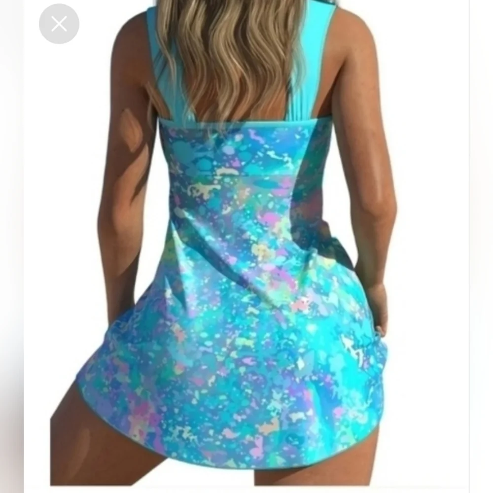 NEW Womens Vibrant Tankini with Swim Shorts 2-Piece Bathing - Picture 2 of 2